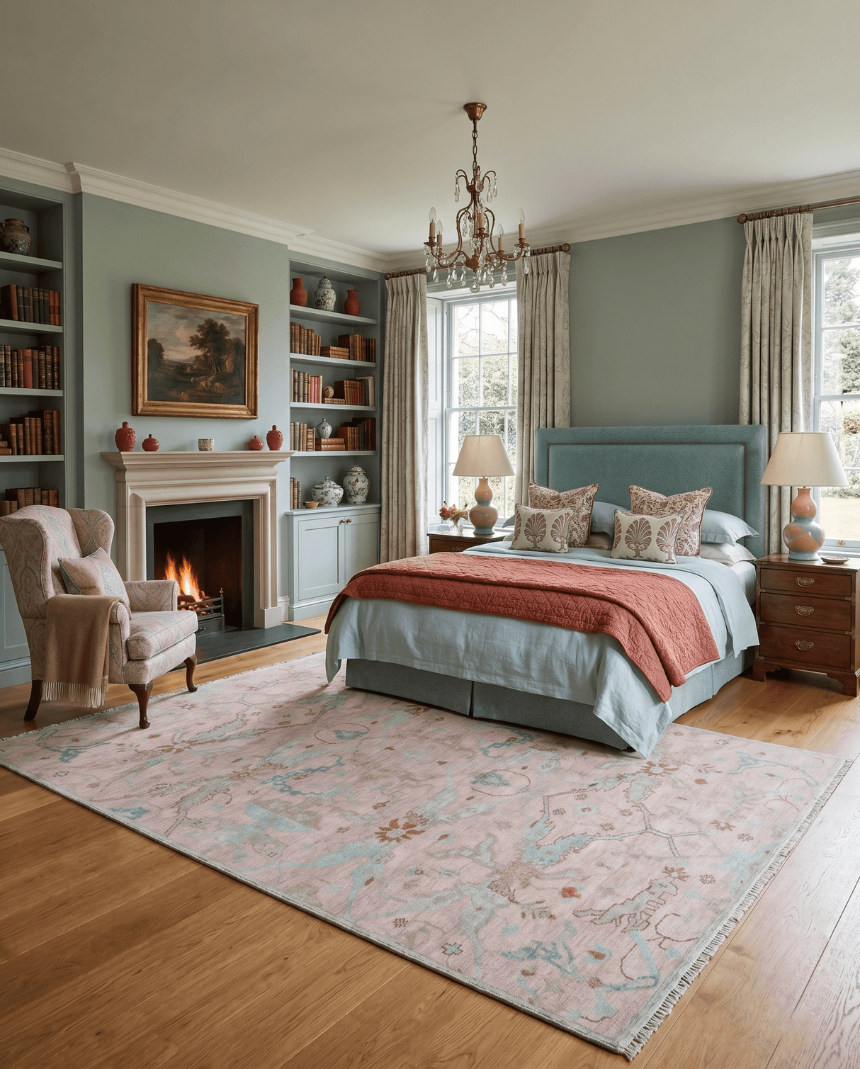 Hand Knotted Light Pink Oriental Oushak Multi Size Traditional Wool Area Rug, Living Room and Bedroom Rug