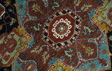 Hand Knotted Maroon And Blue Traditional Heriz Custom Made Wool Area Rug