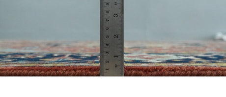 Hand Knotted Maroon And Blue Traditional Heriz Custom Made Wool Area Rug