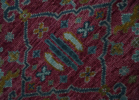 Hand Knotted Maroon and Gold Traditional Antique Style Wool Area Rug