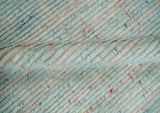 Hand Knotted Modern Abstract Blue and Peach Trellis Moroccan Blended Wool Area Rug