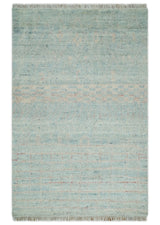 Hand Knotted Modern Abstract Blue and Peach Trellis Moroccan Blended Wool Area Rug