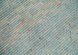 Hand Knotted Modern Abstract Blue and Peach Trellis Moroccan Made with Blended Wool Multi Size Area Rug