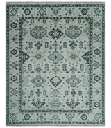 Hand Knotted Multi size Ivory, Silver and Charcoal Antique Turkish Oushak Wool Area Rug