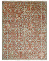 Hand knotted Multi Size Rust and Aqua Floral wool Area Rug