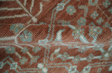 Hand knotted Multi Size Rust and Aqua Floral wool Area Rug