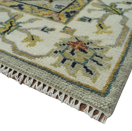 Hand Knotted Mustard and Ivory Traditional Oriental Oushak Custom Made Wool area Rug