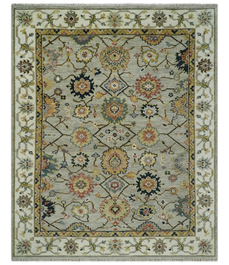 Hand Knotted Mustard and Ivory Traditional Oriental Oushak Custom Made Wool area Rug