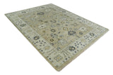 Hand Knotted Olive and Beige Traditional Oushak Multi Size Wool Area Rug