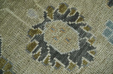 Hand Knotted Olive and Beige Traditional Oushak Multi Size Wool Area Rug