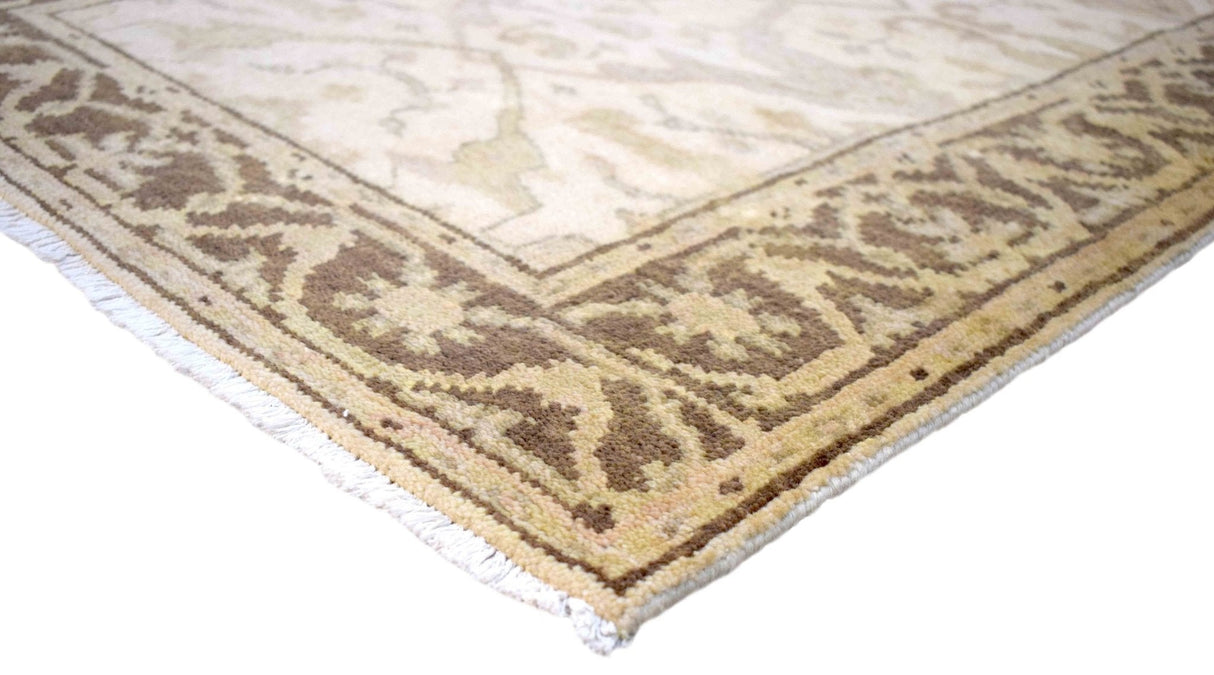 Hand Knotted Oriental Oushak Beige And Brown Wool Area Rug