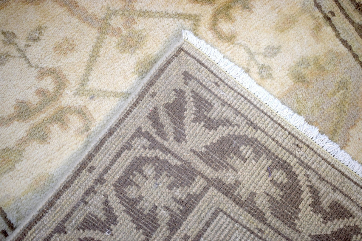 Hand Knotted Oriental Oushak Beige And Brown Wool Area Rug