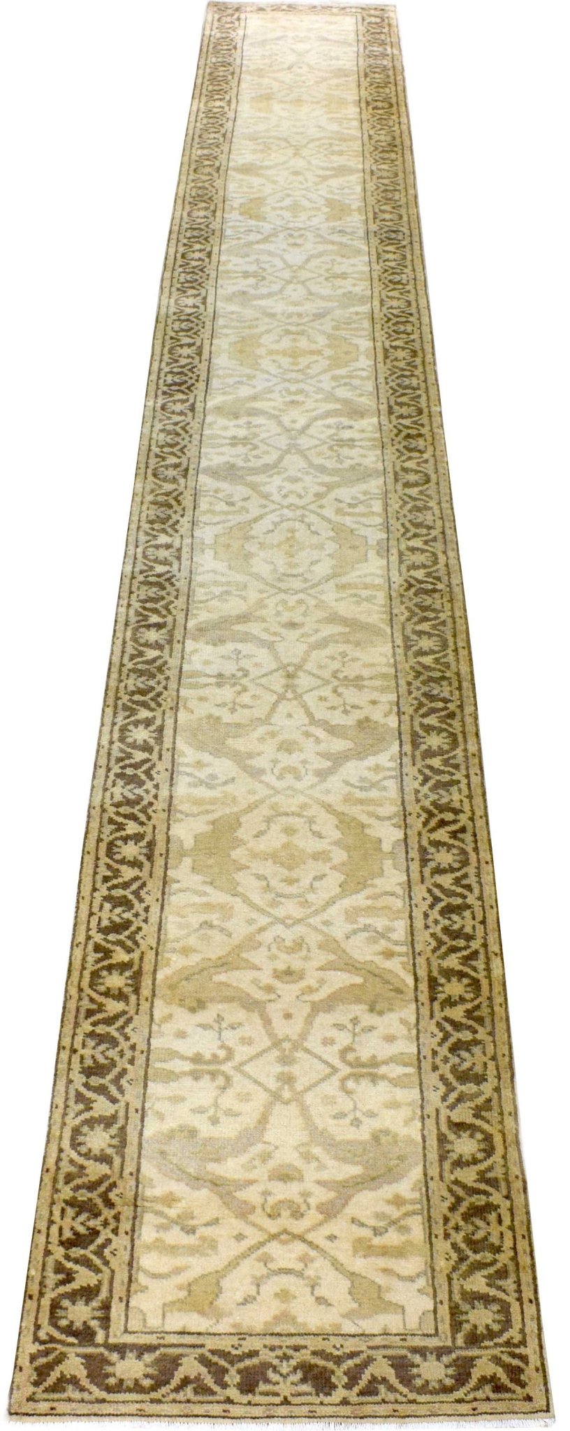 Hand Knotted Oriental Oushak Beige And Brown Wool Area Rug