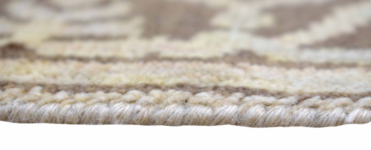 Hand Knotted Oriental Oushak Beige And Brown Wool Area Rug