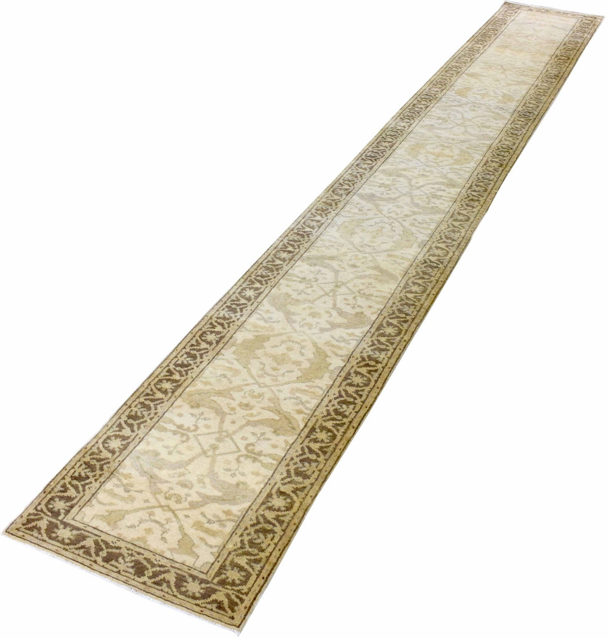 Hand Knotted Oriental Oushak Beige And Brown Wool Area Rug