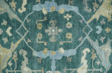 Hand Knotted Oriental Oushak Teal and Beige Multi Size Wool Area Rug