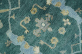 Hand Knotted Oriental Oushak Teal and Beige Multi Size Wool Area Rug