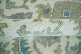 Hand Knotted Oriental Oushak Teal, Ivory and Beige Custom Made Wool Area Rug