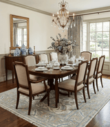 Hand Knotted Oriental Oushak Teal, Ivory and Beige Custom Made Wool Area Rug