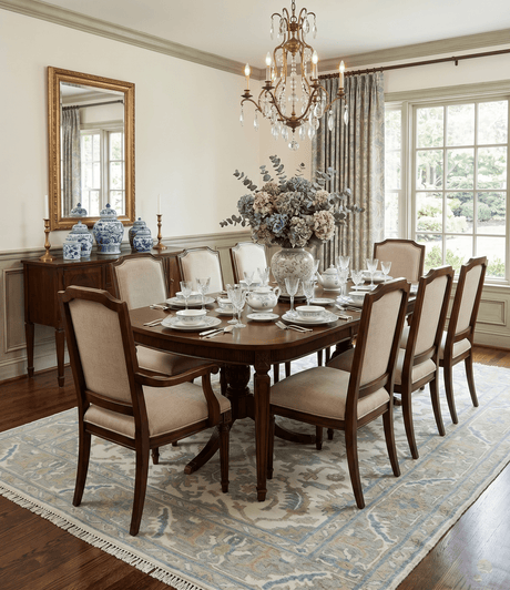 Hand Knotted Oriental Oushak Teal, Ivory and Beige Custom Made Wool Area Rug