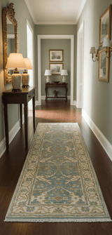 Hand Knotted Oushak Design Gray And Beige 2.8x8 Wool Rug