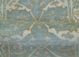 Hand Knotted Oushak Design Gray And Beige 2.8x8 Wool Rug