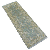 Hand Knotted Oushak Design Gray And Beige 2.8x8 Wool Rug