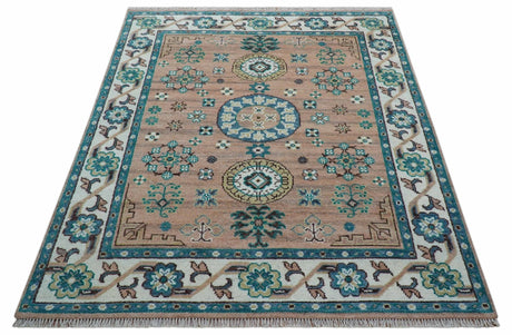 Hand knotted Peach Traditional Khotan Design 8x10 Wool Area Rug