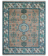 Hand knotted Peach Traditional Khotan Design 8x10 Wool Area Rug