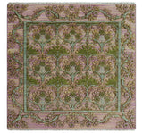 Hand Knotted Pink, Green and Beige Floral Traditional Antique Style Wool Area Rug