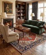 Hand Knotted Red, Ivory and Blue Traditional Heriz Multi size Wool Area Rug