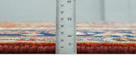 Hand Knotted Red, Ivory and Blue Traditional Heriz Multi size Wool Area Rug