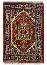 Hand Knotted Red, Ivory and Blue Traditional Heriz Multi size Wool Area Rug