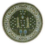 Hand Knotted Royal Green and Ivory Traditional Turkish Style Tree Of Life Multi Size Wool Area Rug