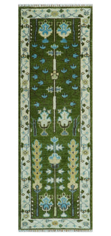 Hand Knotted Royal Green and Ivory Traditional Turkish Style Tree Of Life Multi Size Wool Area Rug