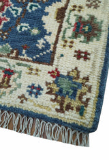 Hand knotted Runner 2.6x8 Blue And Ivory Traditional Design Wool Rug