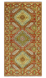 Hand Knotted Rust and Beige Oriental Traditional Multi Size Wool Area Rug, Living Room and Bedroom Rug