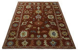 Hand Knotted Rust and Beige Traditional Oushak Wool Area Rug