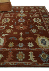Hand Knotted Rust and Beige Traditional Oushak Wool Area Rug