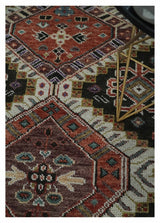 Hand Knotted Rust and Black Traditional Multi Size Wool Area Rug