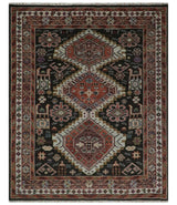 Hand Knotted Rust and Black Traditional Multi Size Wool Area Rug