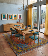Hand Knotted Rust and Blue Traditional Floral Multi Size Wool Area Rug