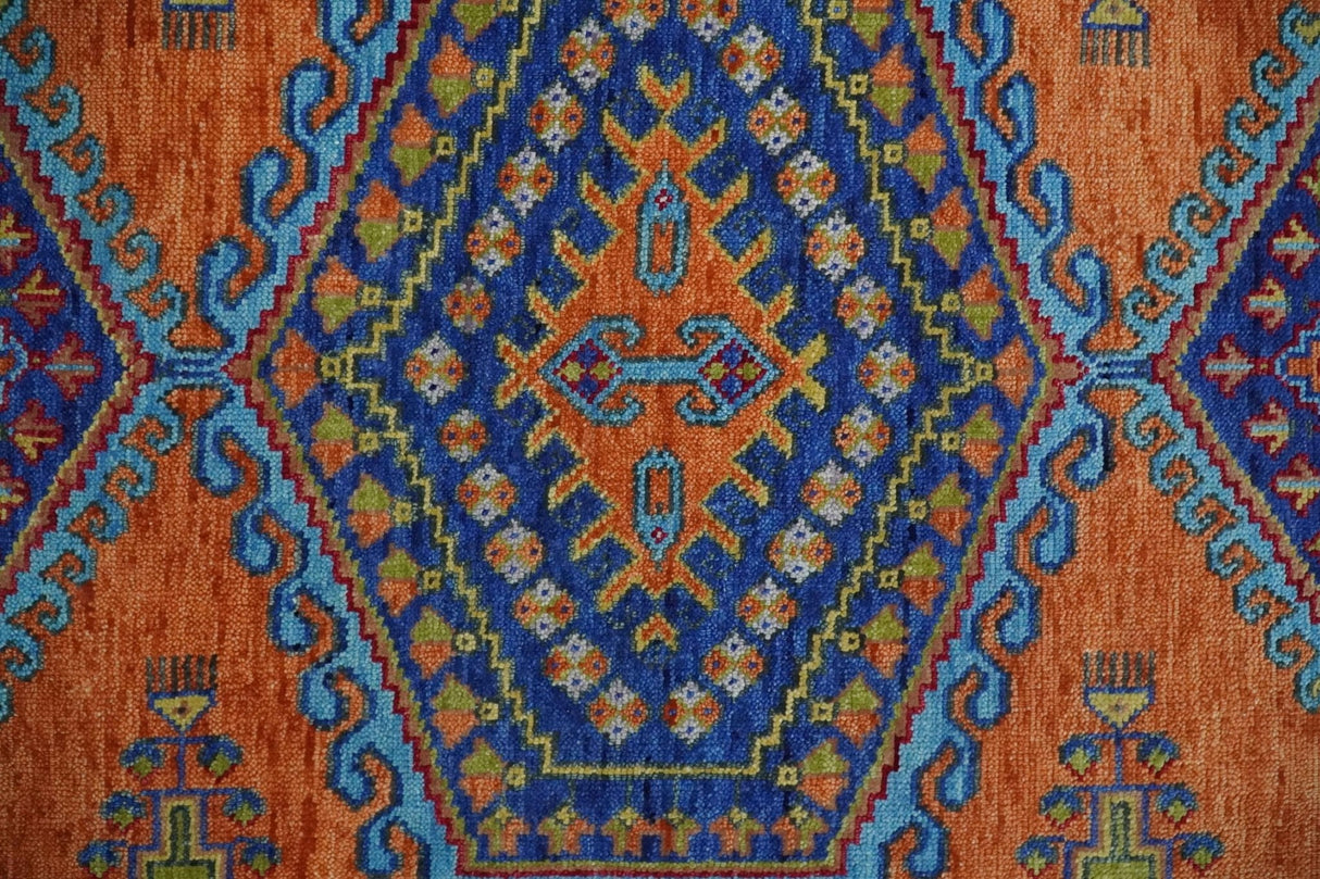 Hand Knotted Rust And Blue Traditional Multi Size Antique Wool Area Rug
