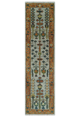 Hand Knotted Rust and Blue Traditional Turkish Tree of Life Multi Size Wool Rug