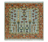 Hand Knotted Rust and Blue Traditional Turkish Tree of Life Multi Size Wool Rug