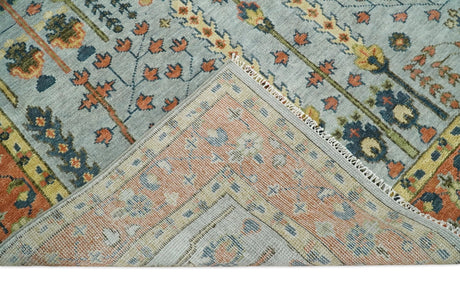 Hand Knotted Rust and Blue Traditional Turkish Tree of Life Multi Size Wool Rug