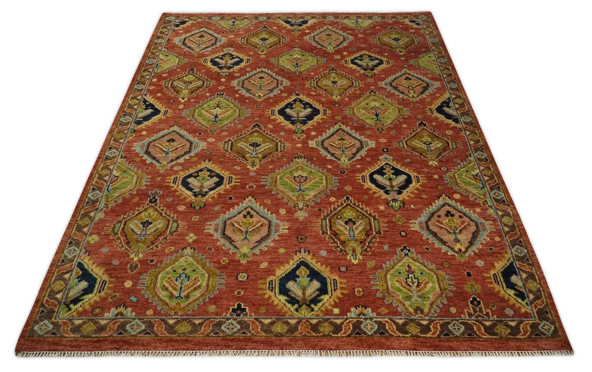 Hand Knotted Rust and Brown Antique Traditional Multi size wool Area Rug