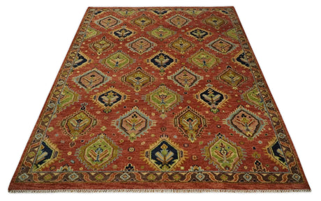 Hand Knotted Rust and Brown Antique Traditional Multi size wool Area Rug