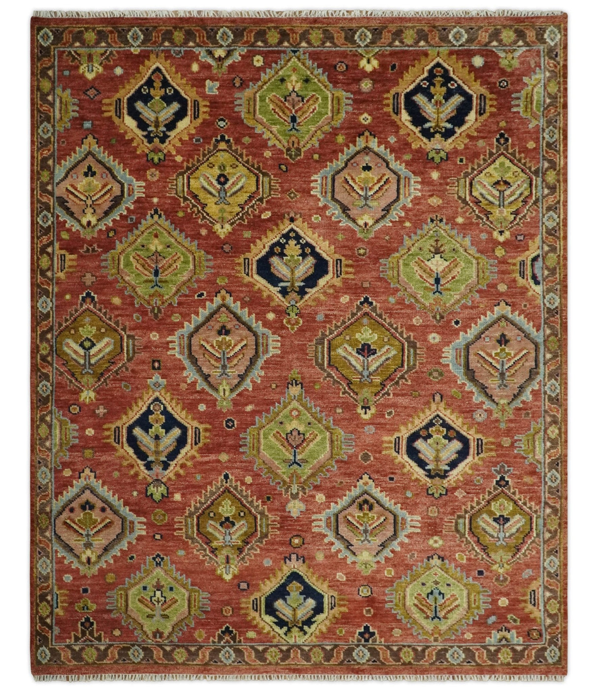 Hand Knotted Rust and Brown Antique Traditional Multi size wool Area Rug