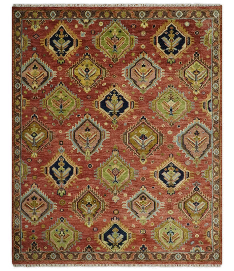 Hand Knotted Rust and Brown Antique Traditional Multi size wool Area Rug